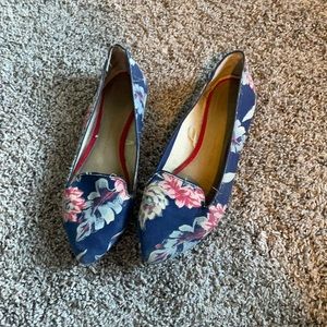 navy floral flats